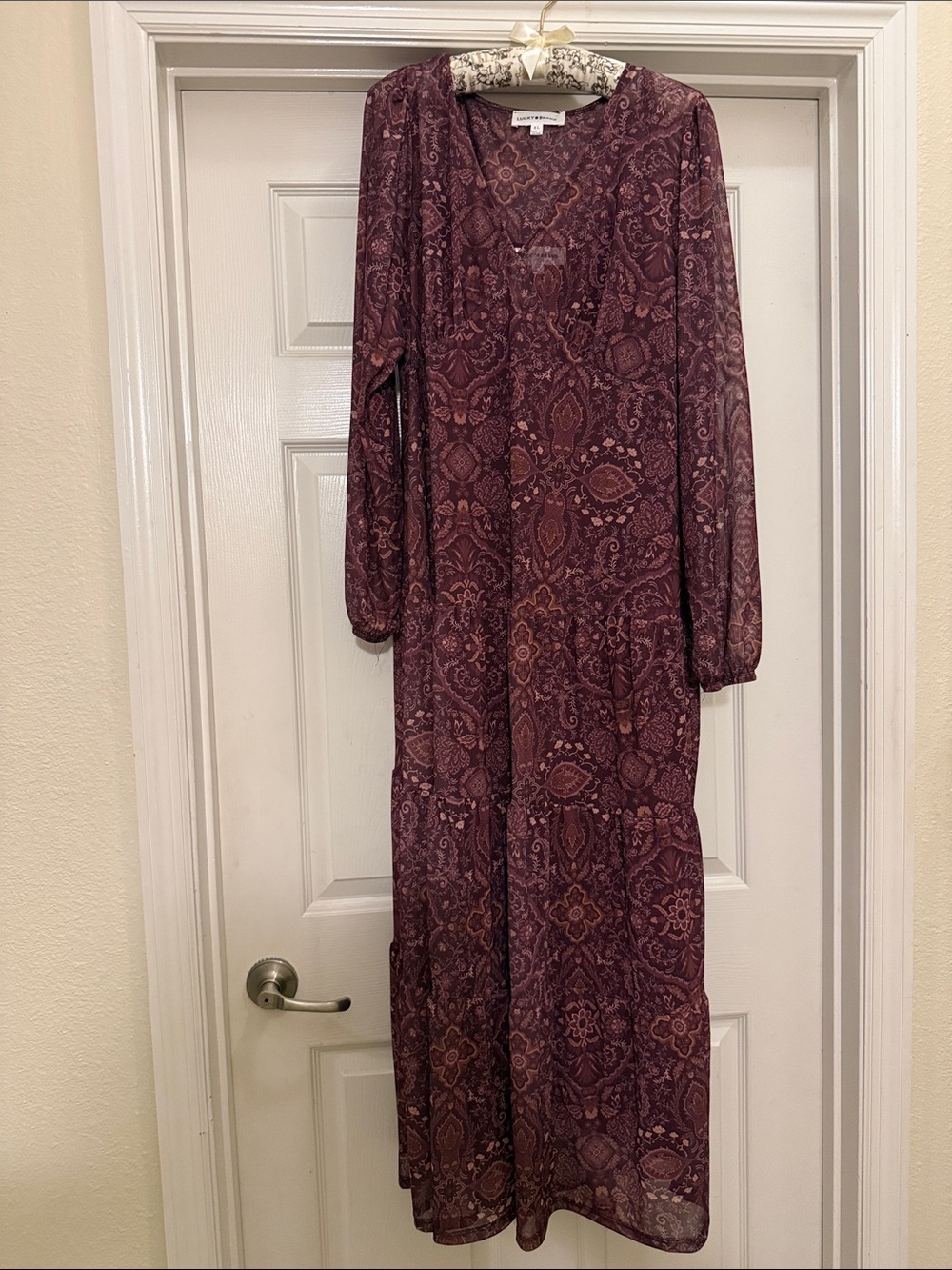 Lucky Brand Burgundy Paisley Maxi Dress